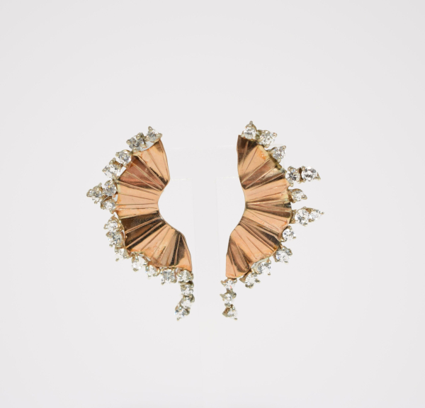 Pendientes abanico rosa